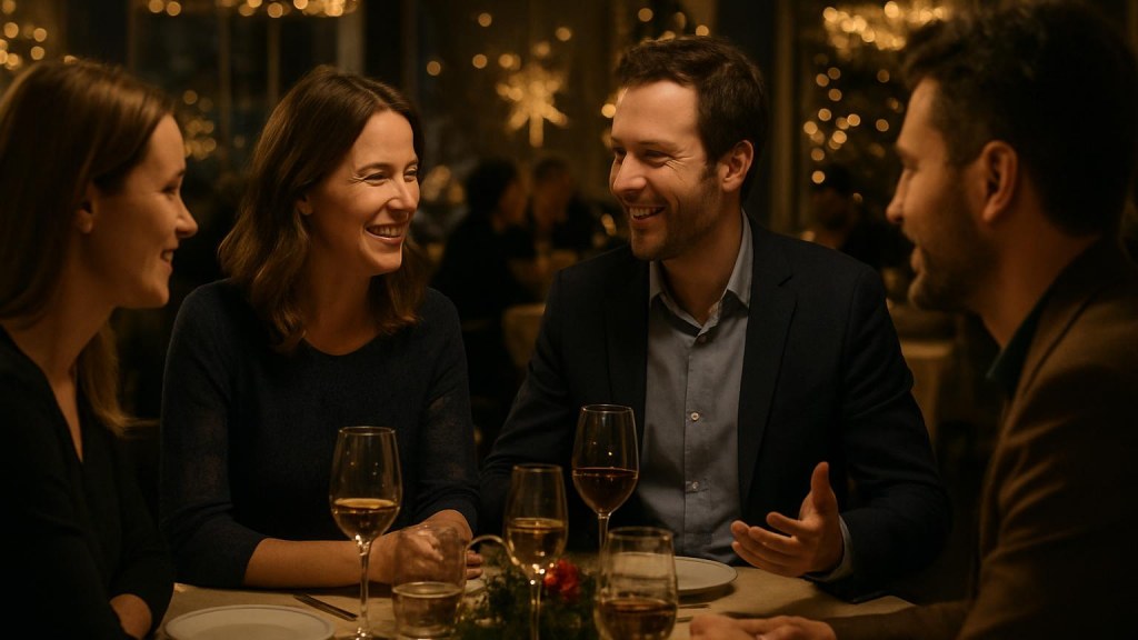 Capodanno ad Imperia da single: cena, socialità e serata Gruppo di adulti in contesto conviviale per Capodanno